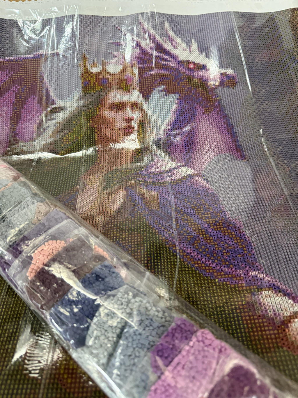 5D purple male wizard with dragon Diamond Painting, Square RESIN Gem Art (50x50)