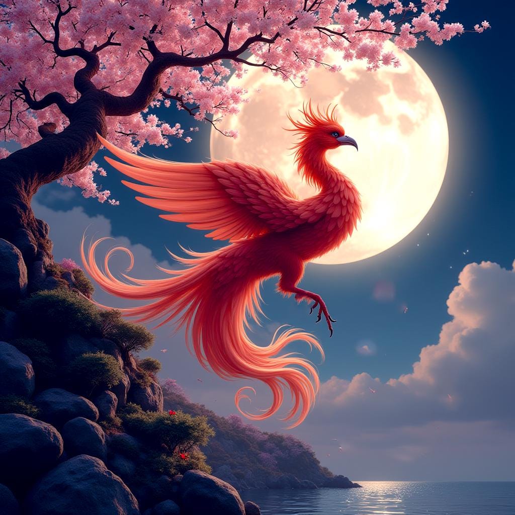 5D Phoenix Arisen Diamond Painting, square Gem Art (50x50)