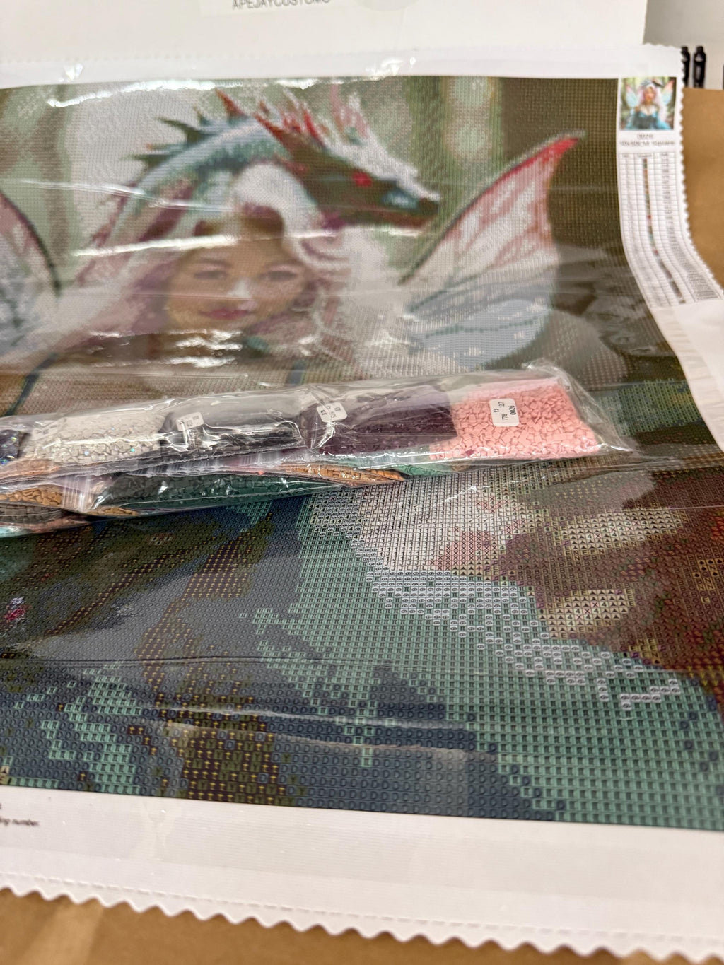 5D pastel fairy with dragon Diamond Painting, Square RESIN Gem Art (50x50)