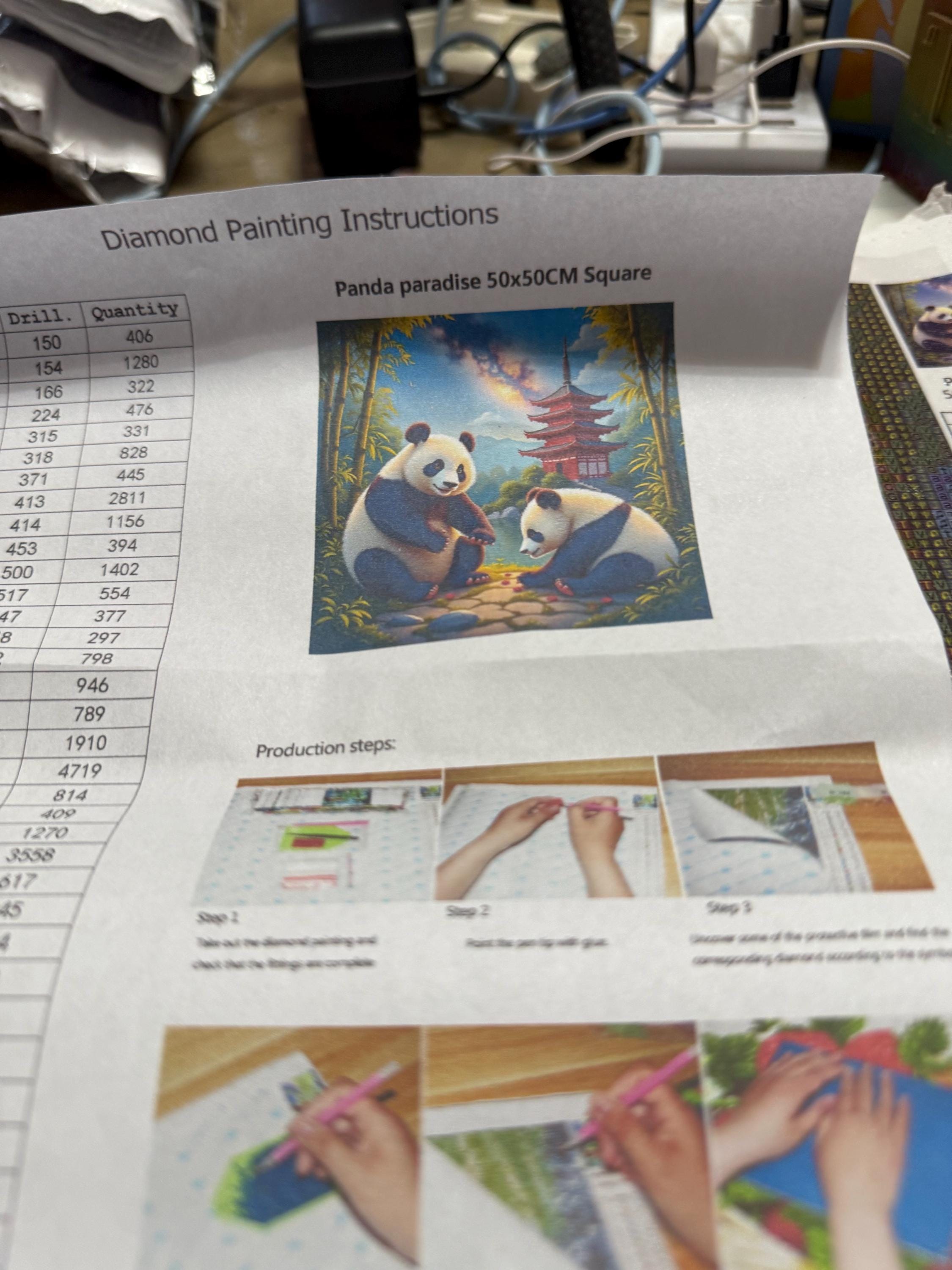 5D panda paradise Diamond Painting, roundGem Art (50x50)