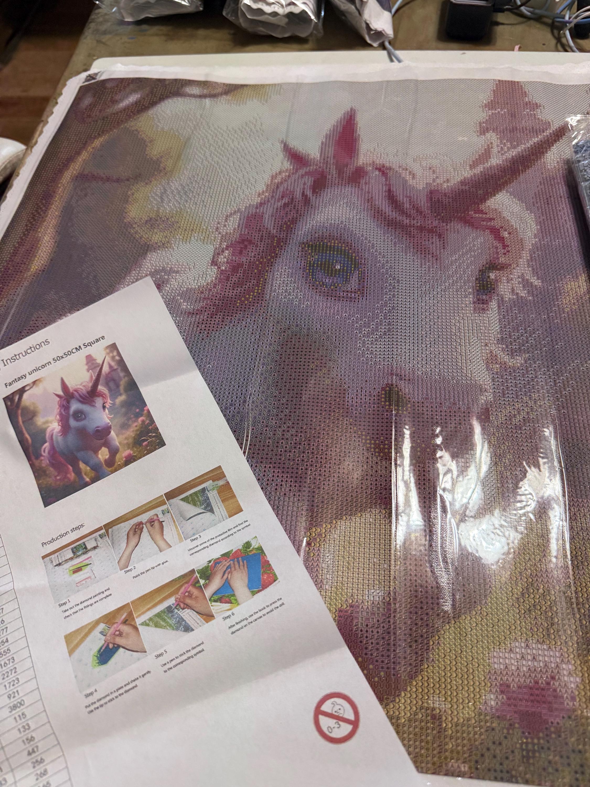 5D Fantasy Unicorn Diamond Painting, round Gem Art (50x50)