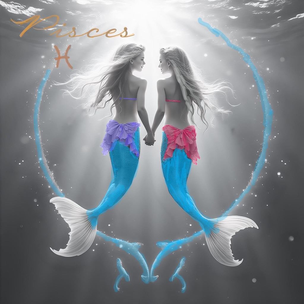 Pisces Mermaids Diamond Painting Kit, Round 5D Gem Art (50x50)