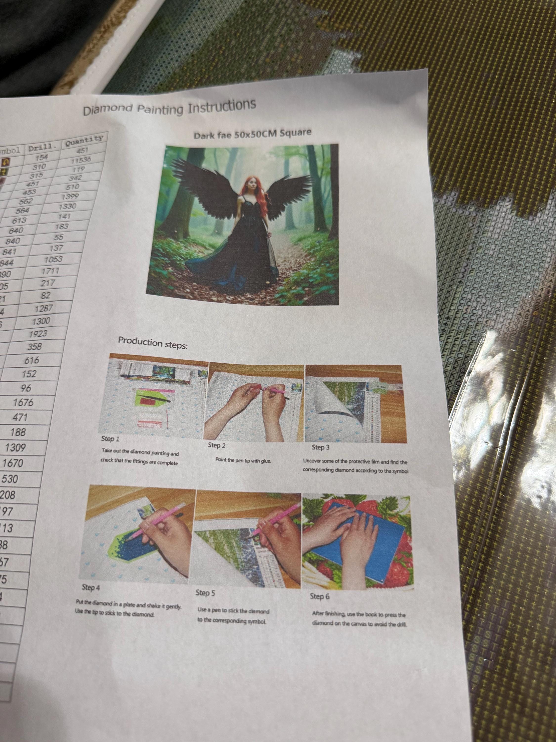 5D Dark Fae Diamond Painting, square Gem Art (50x50)