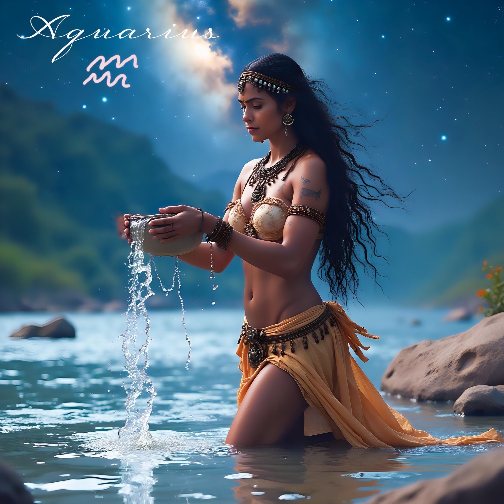 Aquarius Diamond Painting Kit | 50x50cm Round Diamonds, Fairy Dust