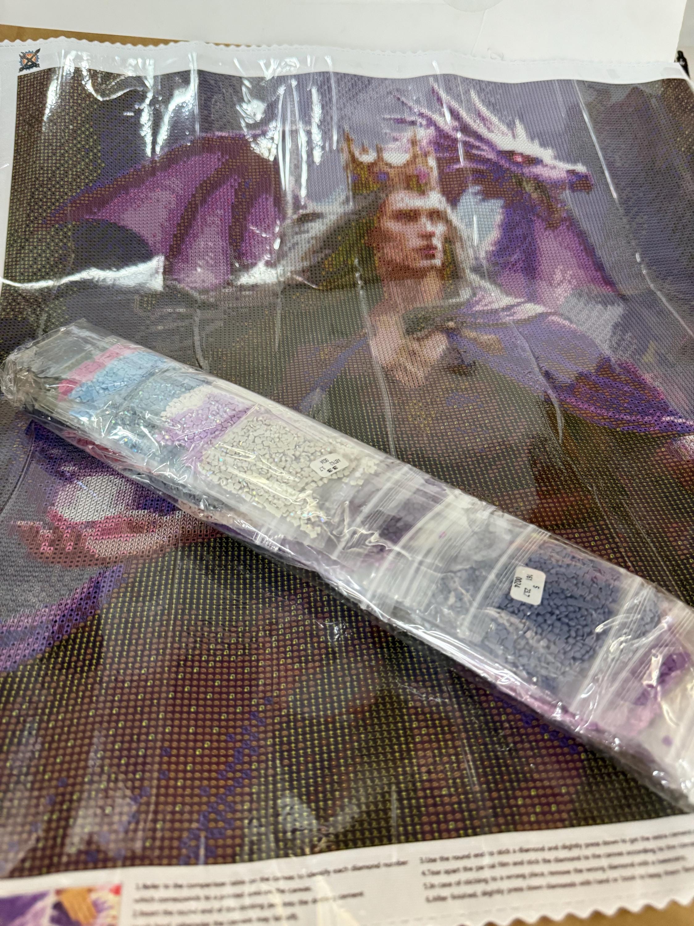 5D purple male wizard with dragon Diamond Painting, Square RESIN Gem Art (50x50)