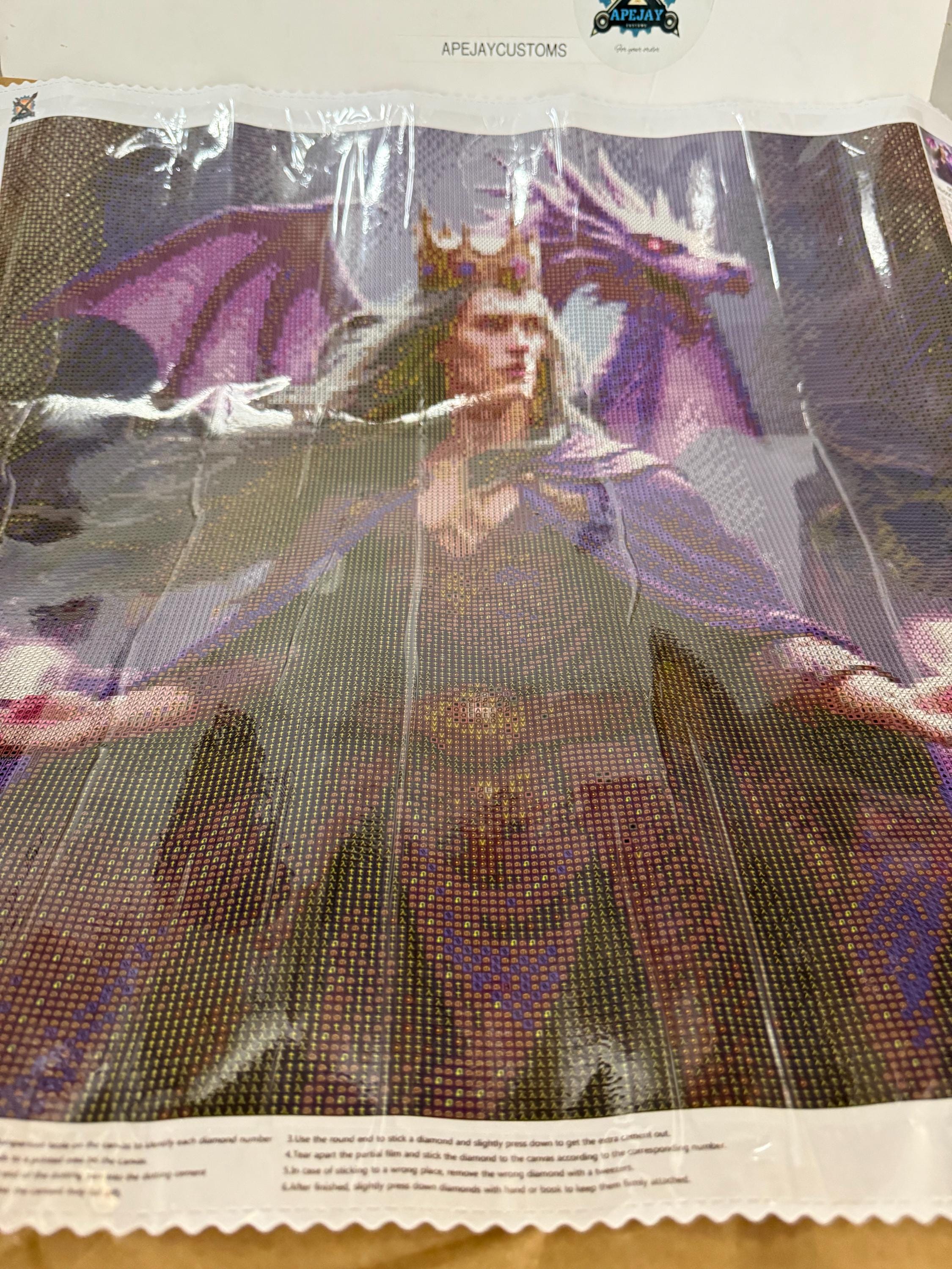 5D purple male wizard with dragon Diamond Painting, Square RESIN Gem Art (50x50)