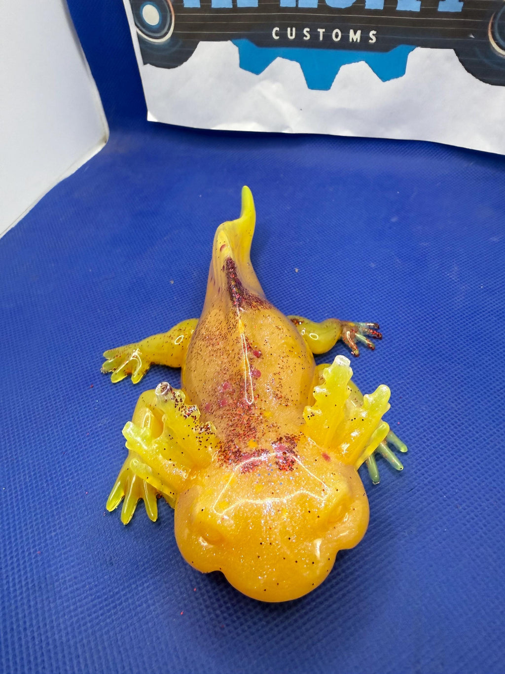 Large glow in the dark axolotl paperweight