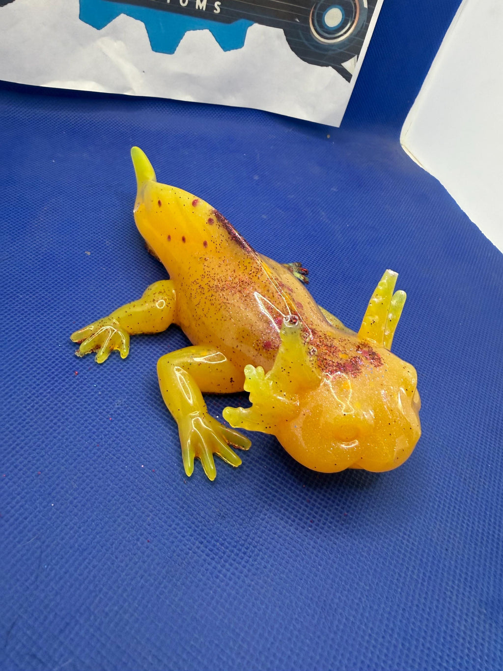 Large glow in the dark axolotl paperweight