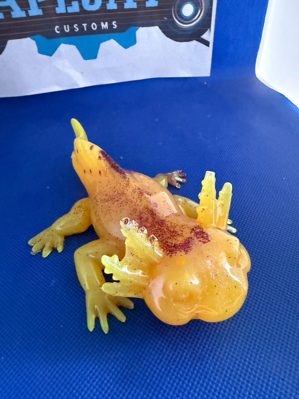 Large glow in the dark axolotl paperweight