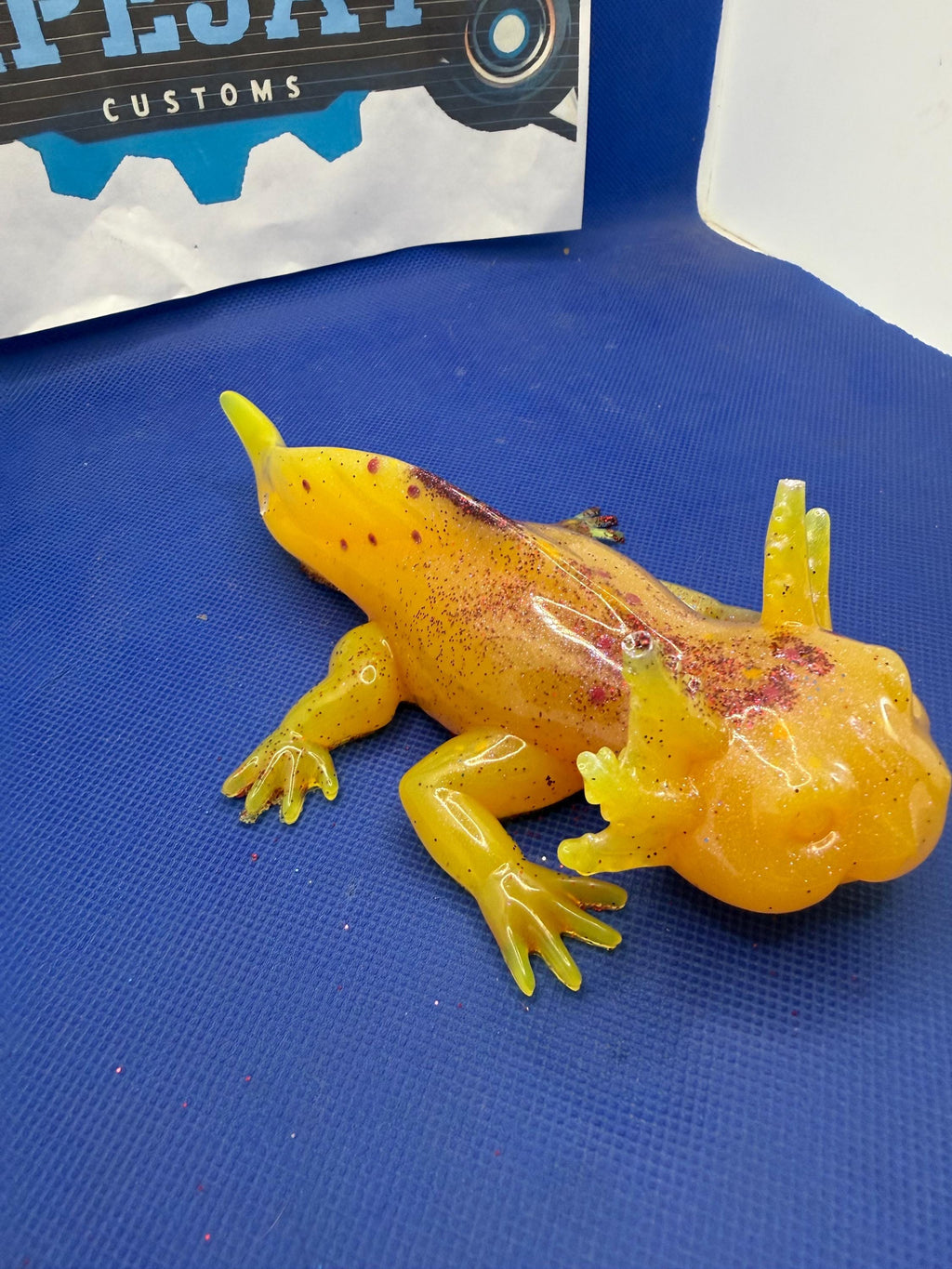 Large glow in the dark axolotl paperweight